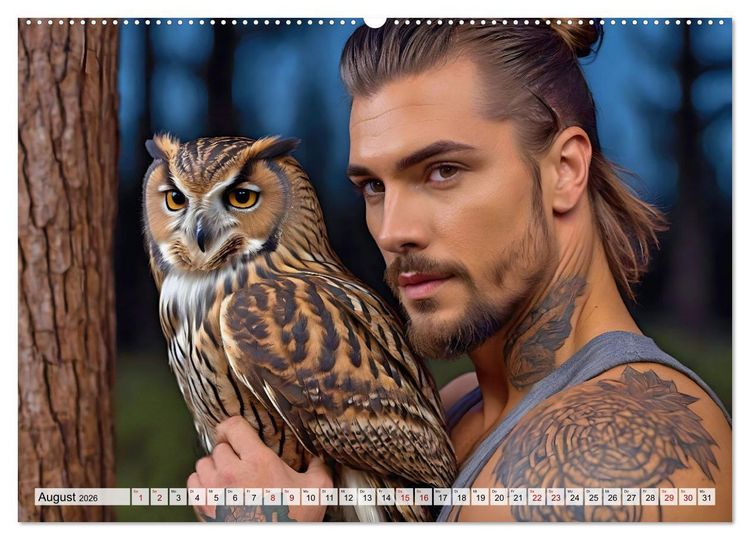 Produktbild: Naturburschen im Wald - Muskeln, Tattoos und Waldbewohner (hochwertiger Premium Wandkalender 2026 DIN A2 quer), Kunstdruck in Hochglanz