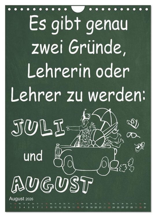 Produktbild: Coole Lehrerspr&uuml;che (Wandkalender 2026 DIN A4 hoch), CALVENDO Monatskalender