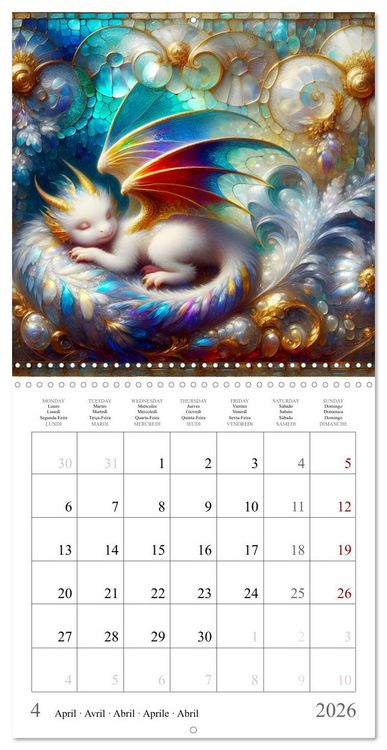 Produktbild: De jolis b&eacute;b&eacute;s dragons (Calendrier mural carr&eacute; 2026 30x30 cm) Calendrier double avec une page pour vos prises de notes
