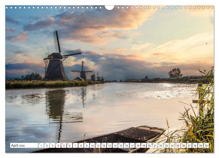 Produktbild: Die Windm&uuml;hlen von Kinderdijk - UNESCO Welterbe (Wandkalender 2026 DIN A3 quer), CALVENDO Monatskalender