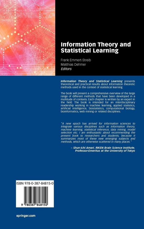 Produktbild: Information Theory and Statistical Learning