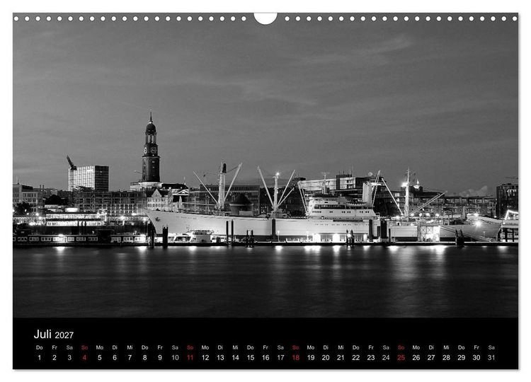 Produktbild: Hamburg monochrome Impressionen (Wandkalender 2027 DIN A3 quer), CALVENDO Monatskalender