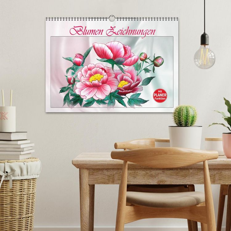 Produktbild: Blumen-Zeichnungen (Wandkalender 2026 DIN A3 quer), CALVENDO Monatskalender