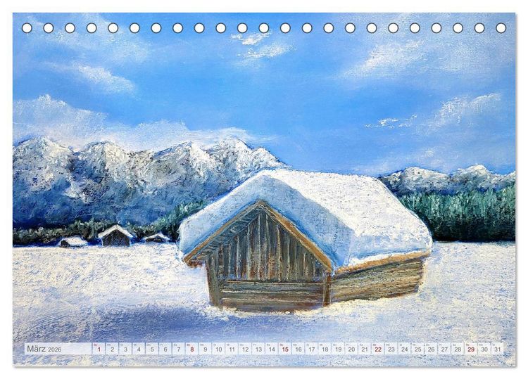 Produktbild: Winterzauberwelt - Gemalte Winterlandschaften (Tischkalender 2026 DIN A5 quer), CALVENDO Monatskalender