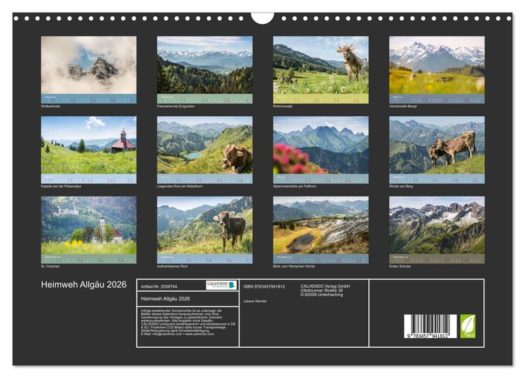 Produktbild: Heimweh Allg&auml;u 2026 (Wandkalender 2026 DIN A3 quer), CALVENDO Monatskalender