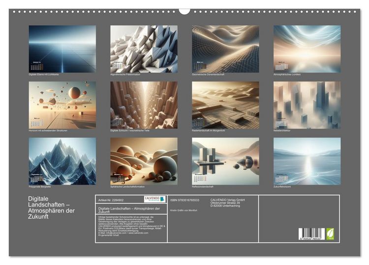 Produktbild: Digitale Landschaften &ndash; Atmosph&auml;ren der Zukunft (Wandkalender 2027 DIN A2 quer), CALVENDO Monatskalender