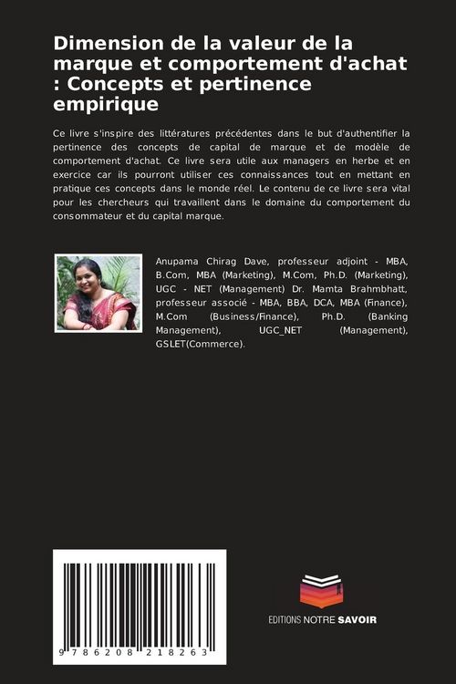 Produktbild: Dimension de la valeur de la marque et comportement d'achat : Concepts et pertinence empirique