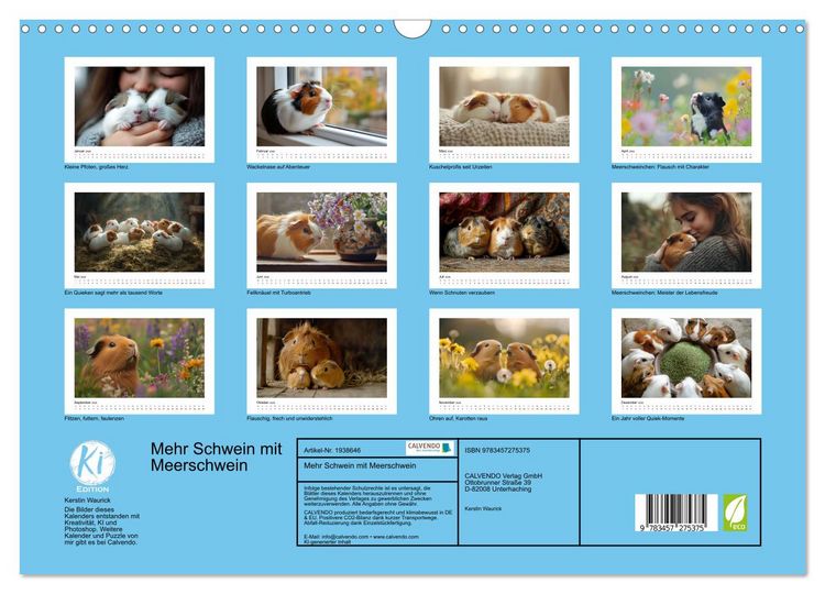 Produktbild: Mehr Schwein mit Meerschwein (Wandkalender 2026 DIN A3 quer), CALVENDO Monatskalender