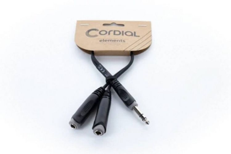 Produktbild: Cordial 14882 Klinke Audio Y-Adapter [1x Klinkenstecker 6.3mm (stereo) - 2x Klinkenbuchse 6.3mm (stereo)] 0.30m Schwarz