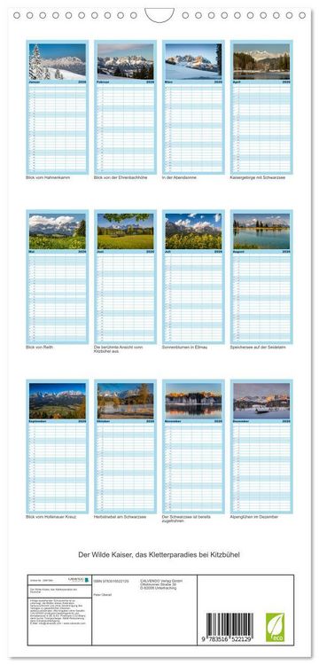 Produktbild: Familienplaner 2026 - Der Wilde Kaiser, das Kletterparadies bei Kitzb&uuml;hel mit 5 Spalten (Wandkalender, 21 x 45 cm) CALVENDO