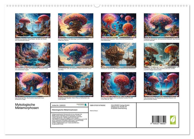 Produktbild: Mykologische Metamorphosen (hochwertiger Premium Wandkalender 2027 DIN A2 quer), Kunstdruck in Hochglanz