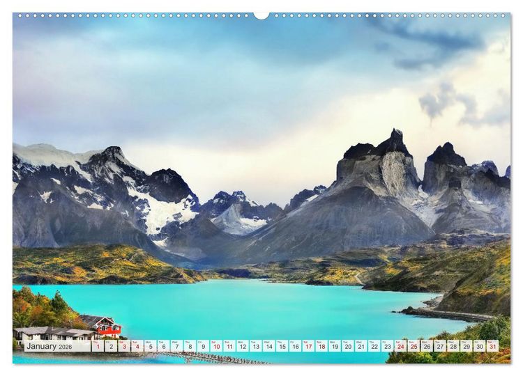 Produktbild: Patagonia, Argentina and Chile National Parks (High Quality Premium Wall Calendar 2026 DIN A2 landscape),CALVENDO 12 Month Wall Calendar