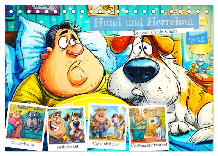 Produktbild: Hund und Herrchen. Zu zweit allein im Chaos (Tischkalender 2026 DIN A5 quer), CALVENDO Monatskalender