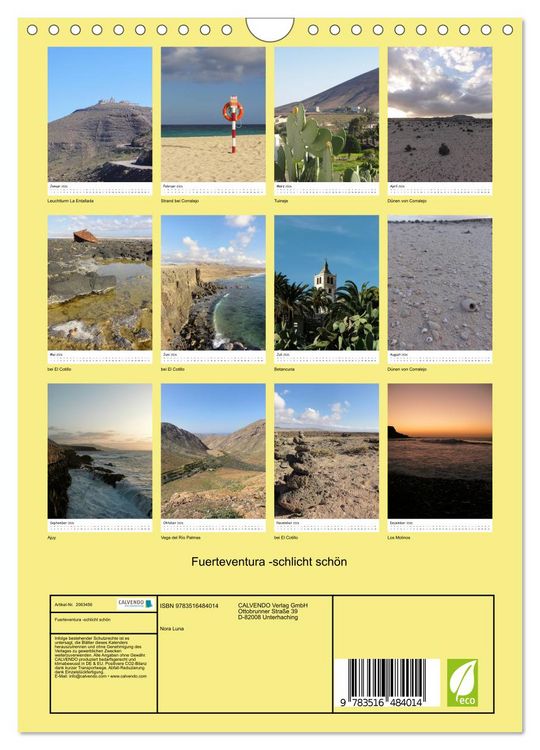 Produktbild: Fuerteventura -schlicht sch&ouml;n (Wandkalender 2026 DIN A4 hoch), CALVENDO Monatskalender