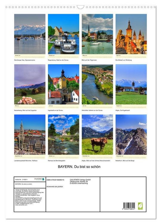 Produktbild: BAYERN. Du bist so sch&ouml;n (Wandkalender 2026 DIN A2 hoch), CALVENDO Monatskalender