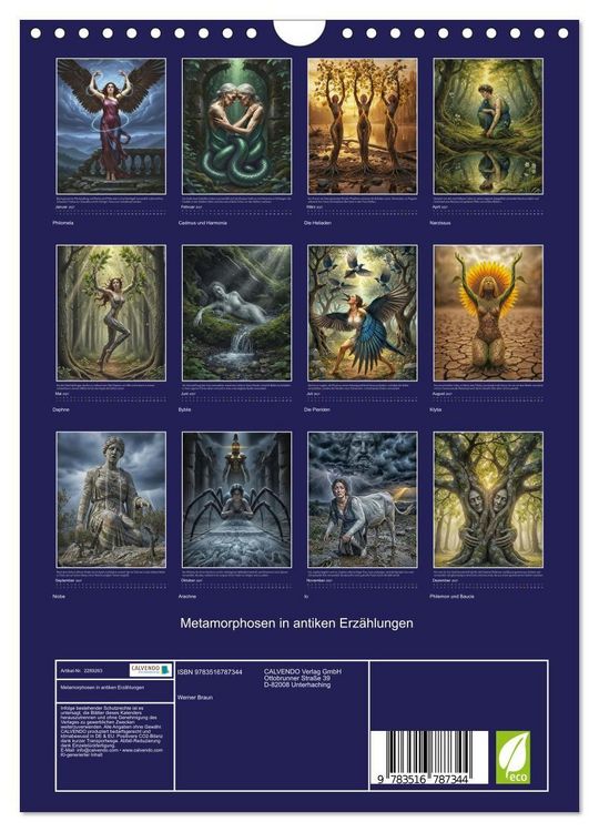 Produktbild: Metamorphosen in antiken Erz&auml;hlungen (Wandkalender 2027 DIN A4 hoch), CALVENDO Monatskalender