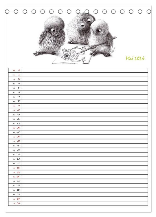 Produktbild: Tieronisch Eulen (Tischkalender 2026 DIN A5 hoch), CALVENDO Monatskalender