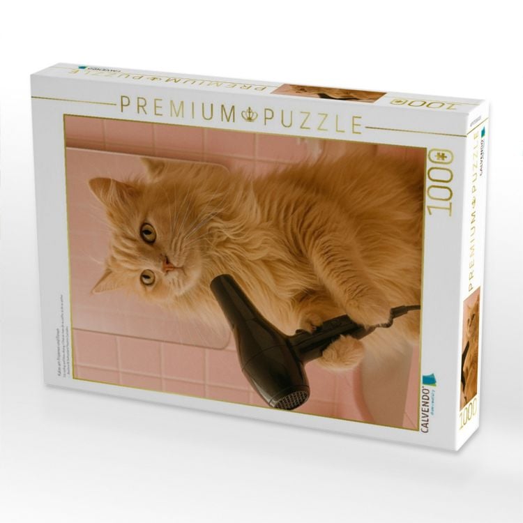 Produktbild: CALVENDO Puzzle Katze am Frisieren und F&ouml;nen | 1000 Teile Lege-Gr&ouml;&szlig;e 64x48cm Foto-Puzzle f&uuml;r gl&uuml;ckliche Stunden