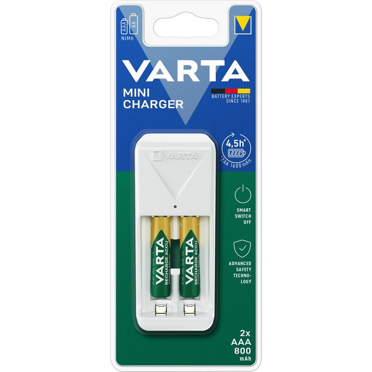 Produktbild: Varta Batterieladeger&auml;t Mini Charger 2x AAA 56703 800mAh wei&szlig;