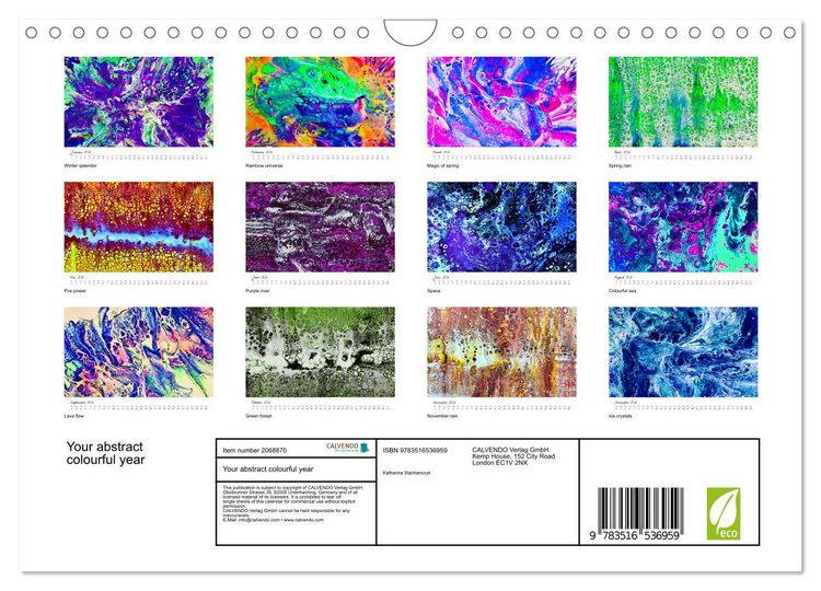 Produktbild: Your abstract colourful year (Wall Calendar 2026 DIN A4 landscape), CALVENDO 12 Month Wall Calendar