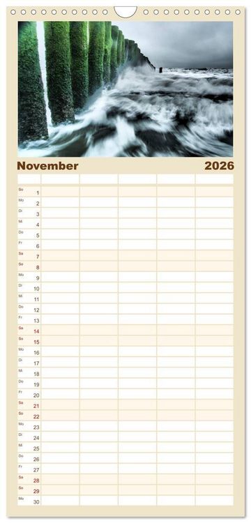 Produktbild: Familienplaner 2026 - Zeeland mit 5 Spalten (Wandkalender, 21 x 45 cm) CALVENDO