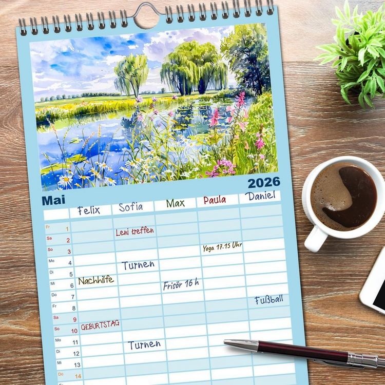Produktbild: Familienplaner 2026 - Havelland Flair - Immer in Flussn&auml;he mit 5 Spalten (Wandkalender, 21 x 45 cm) CALVENDO