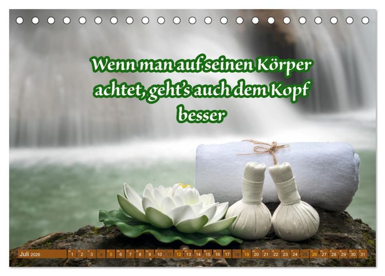 Produktbild: Achtsamkeit Gesundheit mit coolen Spr&uuml;chen zum Wohlbefinden (Tischkalender 2026 DIN A5 quer), CALVENDO Monatskalender
