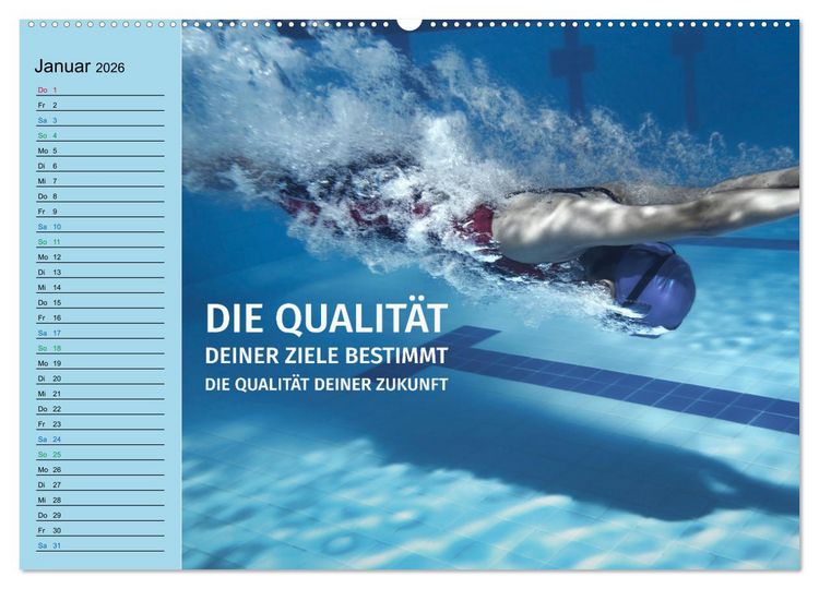 Produktbild: Wassersport - Schwimmen und SUP mit coolen Spr&uuml;chen (hochwertiger Premium Wandkalender 2026 DIN A2 quer), Kunstdruck in Hochglanz