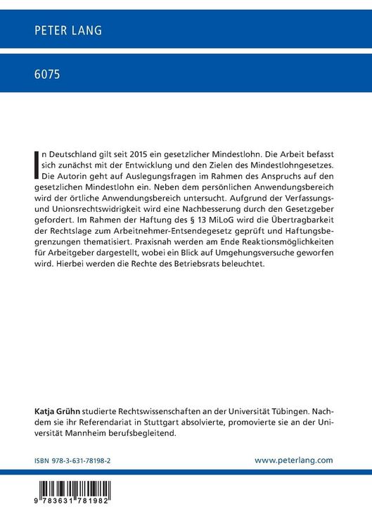 Produktbild: Der Anspruch auf den gesetzlichen Mindestlohn