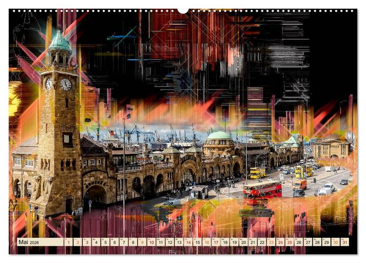 Produktbild: Hamburg abstrakt (hochwertiger Premium Wandkalender 2026 DIN A2 quer), Kunstdruck in Hochglanz