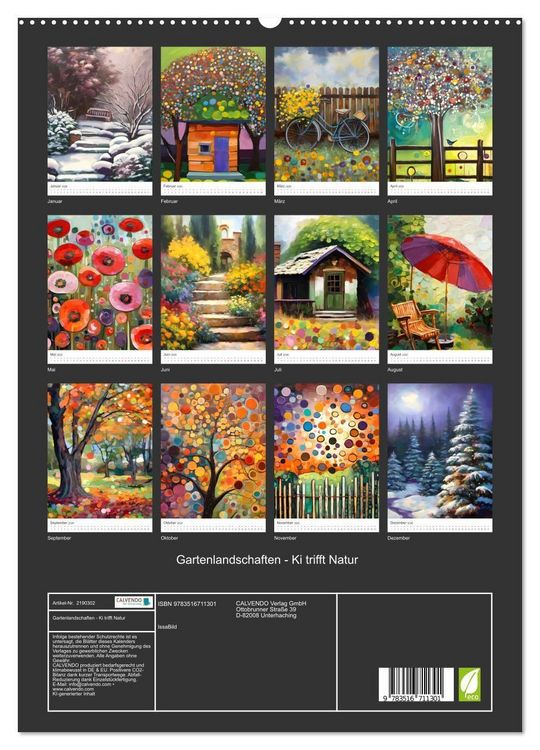 Produktbild: Gartenlandschaften - Ki trifft Natur (hochwertiger Premium Wandkalender 2026 DIN A2 hoch), Kunstdruck in Hochglanz