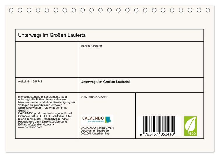 Produktbild: Unterwegs im Gro&szlig;en Lautertal (Tischkalender 2026 DIN A5 quer), CALVENDO Monatskalender