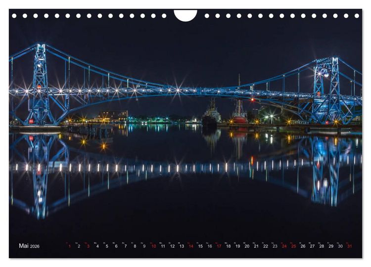 Produktbild: Nachts in Wilhelmshaven Edition mit maritimen Motiven (Wandkalender 2026 DIN A4 quer), CALVENDO Monatskalender