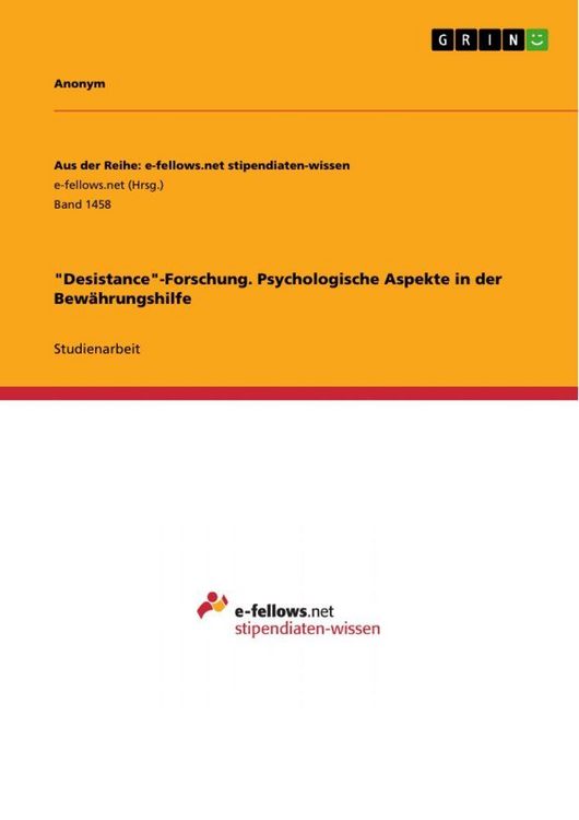Produktbild: "Desistance"-Forschung. Psychologische Aspekte in der Bew&auml;hrungshilfe