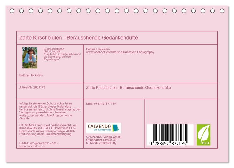 Produktbild: Zarte Kirschbl&uuml;ten - Berauschende Gedankend&uuml;fte (Tischkalender 2026 DIN A5 quer), CALVENDO Monatskalender