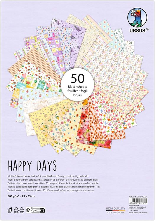 Produktbild: URSUS Basispapiere Motiv Fotokarton, Happy Days