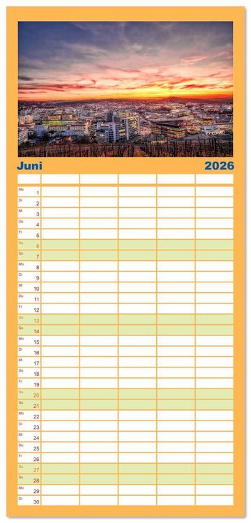 Produktbild: Familienplaner 2026 - Malerisches Stuttgart mit 5 Spalten (Wandkalender, 21 x 45 cm) CALVENDO