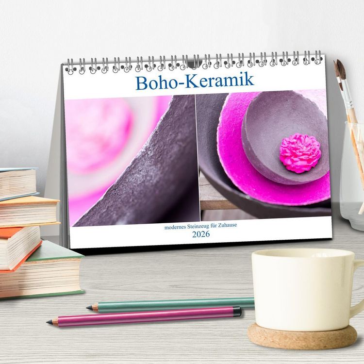 Produktbild: Boho - Keramik, modernes Steinzeug f&uuml;r Zuhause (Tischkalender 2026 DIN A5 quer), CALVENDO Monatskalender