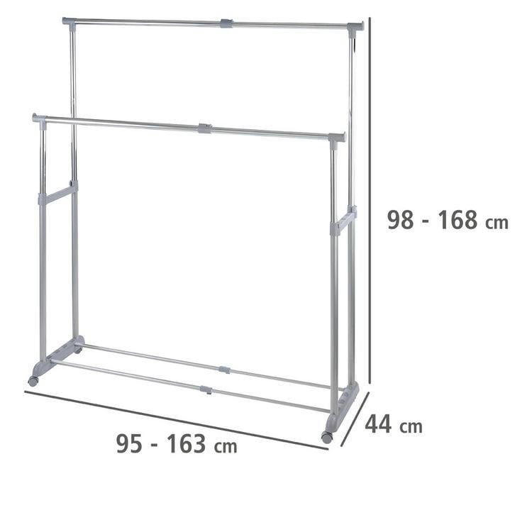 Produktbild: Kleiderst&auml;nder Mod. Twin Bars, h&ouml;henverstellbar, 4 Rollen