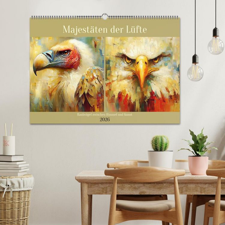 Produktbild: Majest&auml;ten der L&uuml;fte. Raubv&ouml;gel zwischen Himmel und Kunst (Wandkalender 2026 DIN A2 quer), CALVENDO Monatskalender