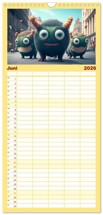 Produktbild: Familienplaner 2026 - Keine Angst vor Monstern mit 5 Spalten (Wandkalender, 21 x 45 cm) CALVENDO