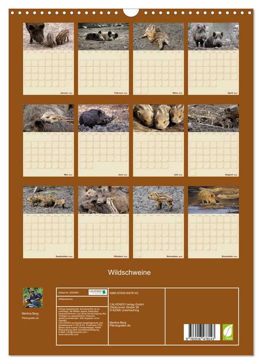 Produktbild: Wildschweine (Wandkalender 2026 DIN A3 hoch), CALVENDO Monatskalender
