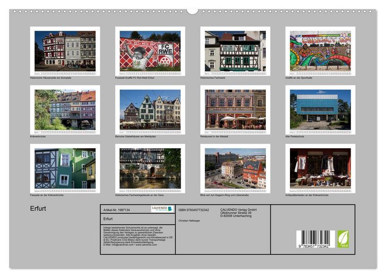 Produktbild: Erfurt (hochwertiger Premium Wandkalender 2026 DIN A2 quer), Kunstdruck in Hochglanz