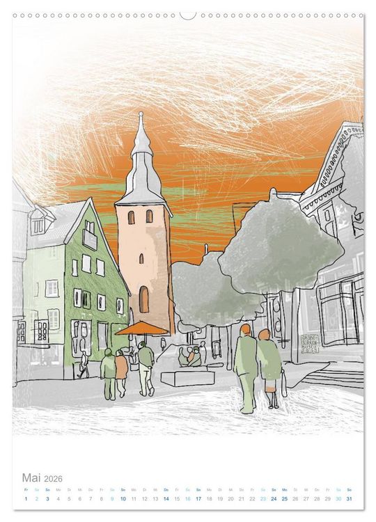Produktbild: HATTINGEN GEZEICHNET (hochwertiger Premium Wandkalender 2026 DIN A2 hoch), Kunstdruck in Hochglanz