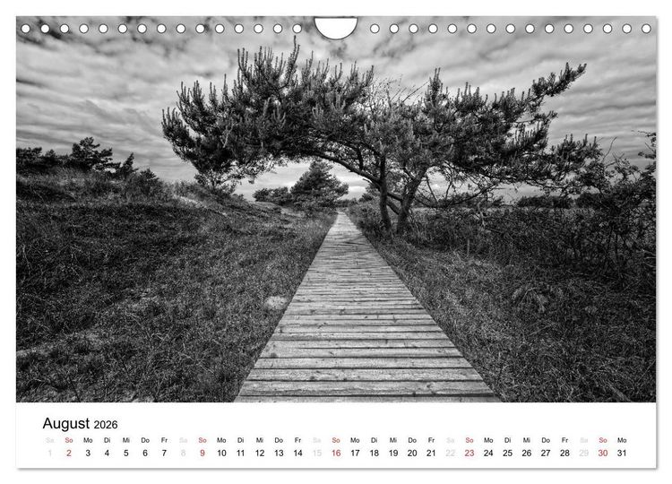 Produktbild: Ostseebad Zingst - Impressionen in Schwarz-Wei&szlig; (Wandkalender 2026 DIN A4 quer), CALVENDO Monatskalender