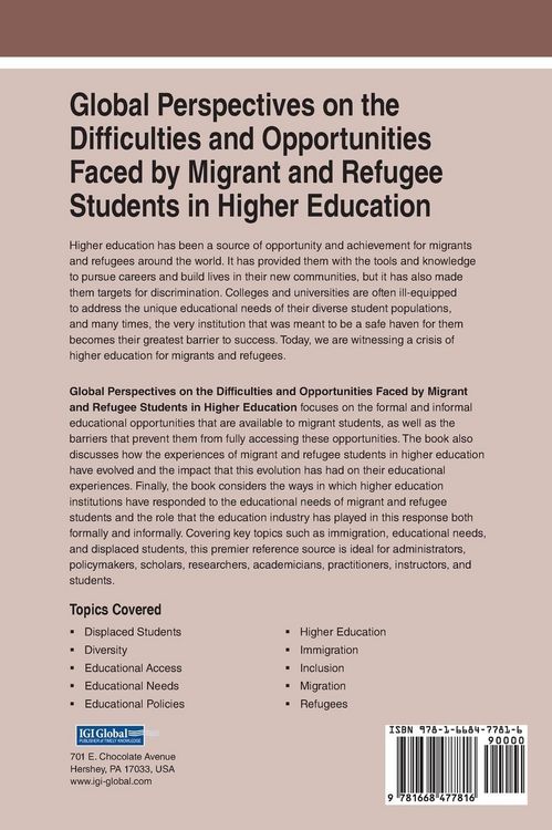 Produktbild: Global Perspectives on the Difficulties and Opportunities Faced by Migrant and Refugee Students in Higher Education