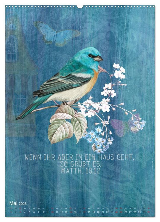 Produktbild: Bibelworte f&uuml;r Vogelfreunde (Wandkalender 2026 DIN A2 hoch), CALVENDO Monatskalender