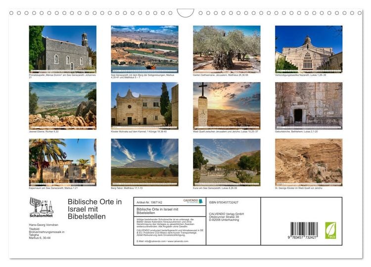 Produktbild: Biblische Orte in Israel mit Bibelstellen (Wandkalender 2026 DIN A3 quer), CALVENDO Monatskalender