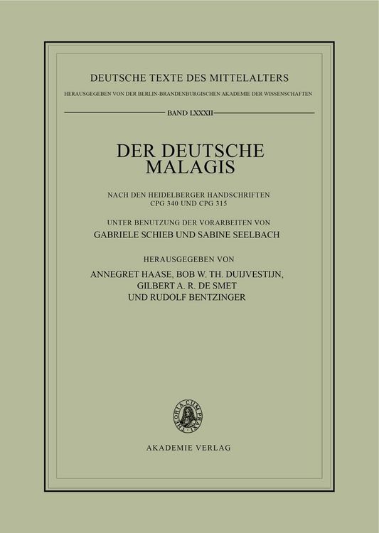 Produktbild: Der deutsche Malagis nach den Heidelberger Handschriften Cpg 340 und 315