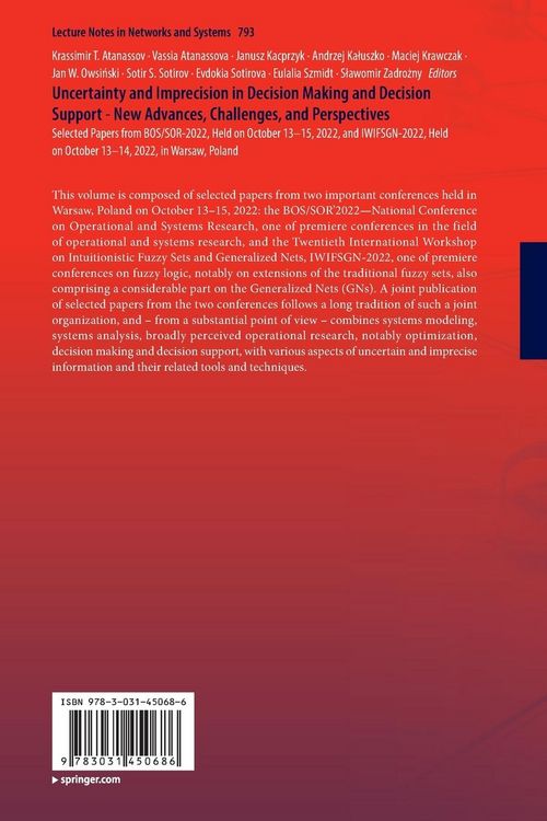 Produktbild: Uncertainty and Imprecision in Decision Making and Decision Support - New Advances, Challenges, and Perspectives